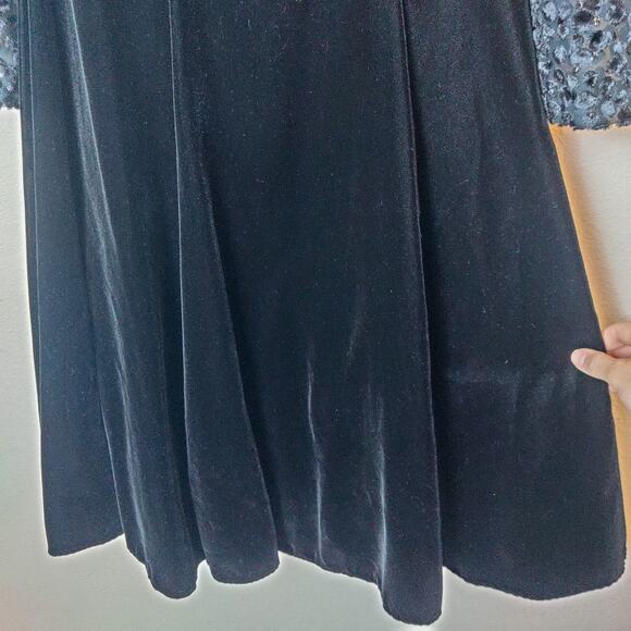 Vtg Niki Originals Black Velvet Burnout Fit & Flare Prom Dress 8 Whimsigoth - Picture 5 of 14